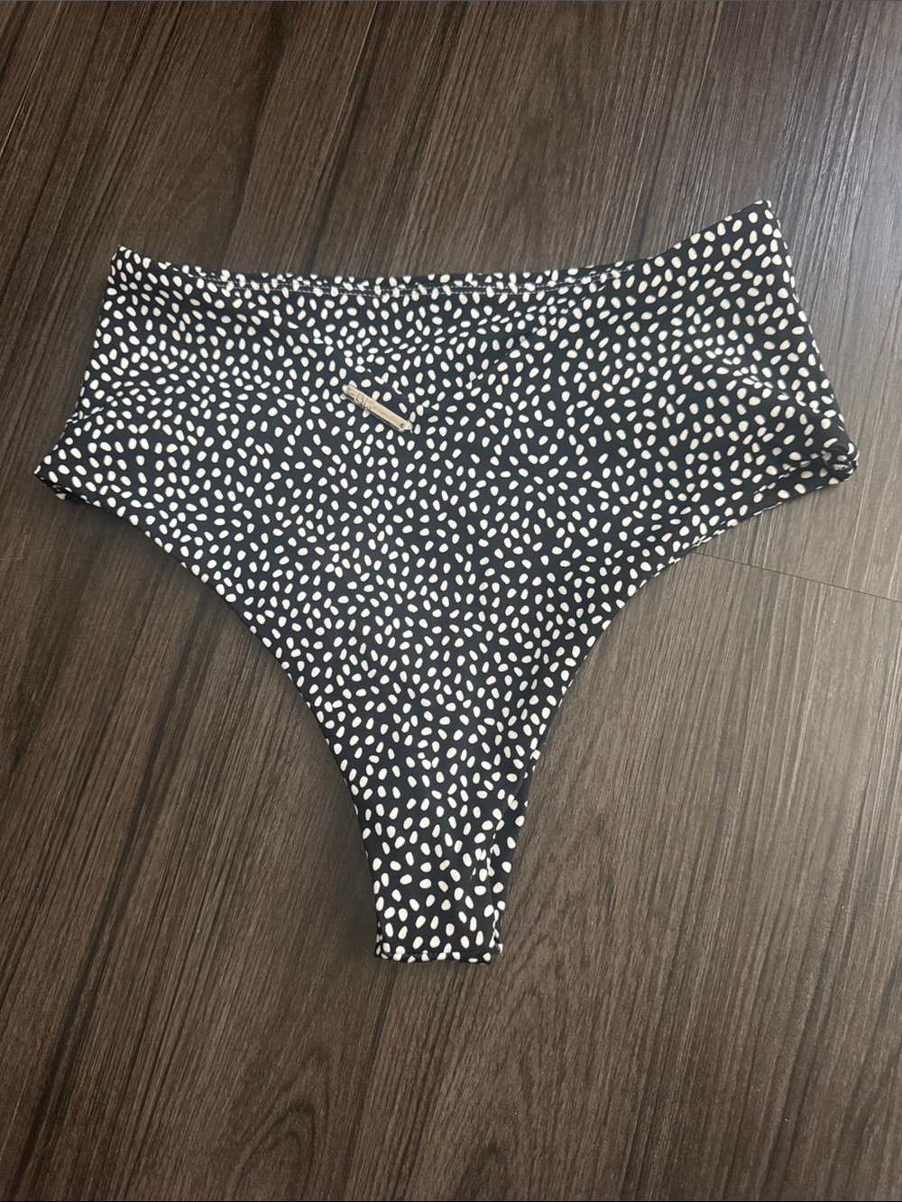 Buff Bunny High-Waist Black and White Dot Bikini Bottoms